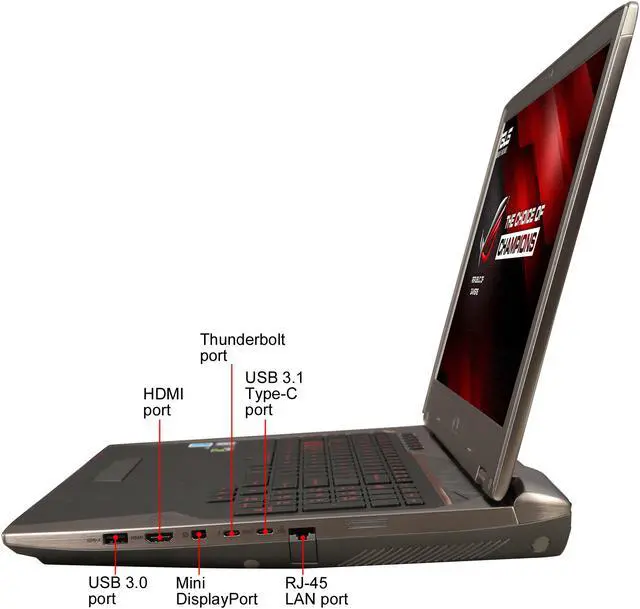 Alt view image 2 of 8 - ASUS ROG - 17.3" GeForce GTX 1080 - Intel Core i7-7820HK  - 32GB Memory - 512 GB SSD - Windows 10 Pro 64-Bit - Gaming Laptop - (G701VI-XS72K )