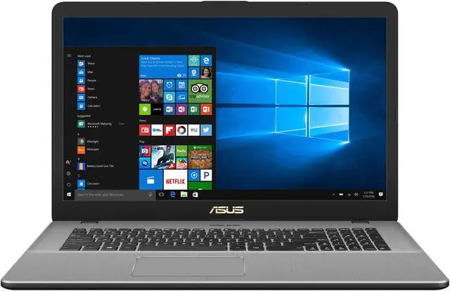 Alt view image 2 of 10 - ASUS VivoBook Pro 17 N705UQ-EB76 17.3" Thin and Portable FHD Laptop, 7th Gen Intel Core i7-7500U Processor 2.7 GHz, NVIDIA GeForce 940MX Graphics, 8 GB DDR4 RAM, 256 GB SSD + 1 TB HDD, 802.11ac Wi-Fi, USB-C, Backlit Keyboard, Windows 10