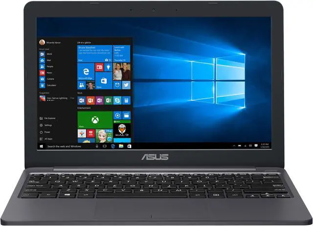 Main image of ASUS Laptop Intel Celeron N3350 4GB Memory 64 GB eMMC SSD Intel HD Graphics 500 11.6" Non-Touch Screen Windows 10 in S mode E203NA-YS02