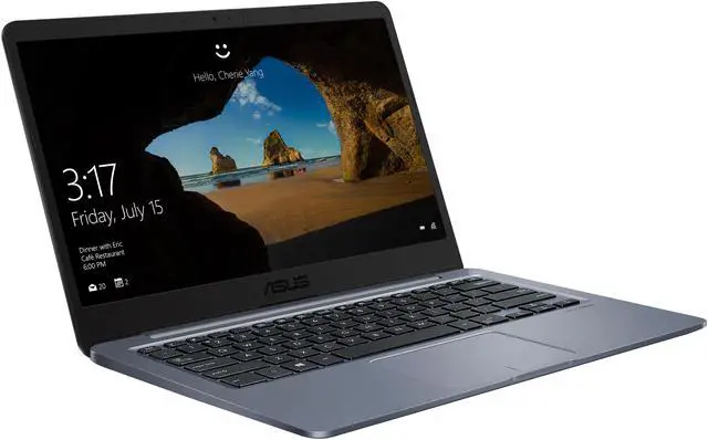 Alt view image 3 of 15 - ASUS Laptop E406 14" Thin and Light Laptop, Intel Celeron N3060 (up to 2.48 GHz), 4 GB DDR3 RAM, 64 GB eMMC Storage, 14" FHD NanoEdge Display, 802.11ac Wi-Fi, Windows 10, E406SA-DS04
