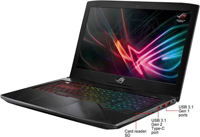 Alt view image 15 of 15 - ASUS ROG Strix Hero Edition 15.6" Gaming Laptop, 8th-Gen Intel Core i5-8300H Processor (Up to 3.9 GHz), GeForce GTX 1050 Ti 4 GB, 120 Hz 3 ms Display, 8 GB DDR4, 128 GB PCIe SSD + 1 TB SSHD, RGB Keyboard