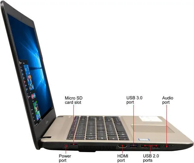 Alt view image 4 of 8 - ASUS Intel Core i3-8130U Processor, 4 GB DDR4 RAM, 1 TB FireCuda SSHD, 15.6" FHD Display, Micro SD Card Reader Laptop X540UA-DB31