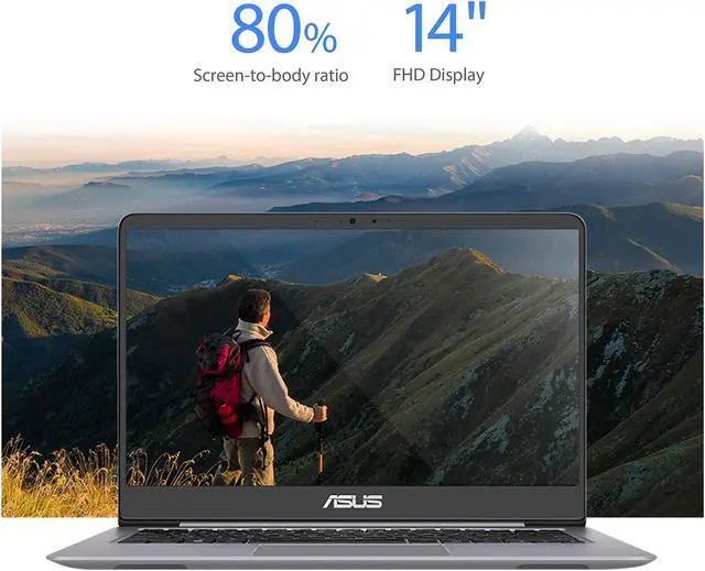 Alt view image 11 of 15 - ASUS ZenBook UX410UA-AS74 Ultra-Slim Laptop 14" FHD IPS WideView Display, Intel Core i7-8550U Up to 4.00 GHz Processor, 8 GB DDR4, 128 GB SSD + 1 TB HDD, Windows 10, Backlit Keyboard, 3.10 lbs. Quartz Grey