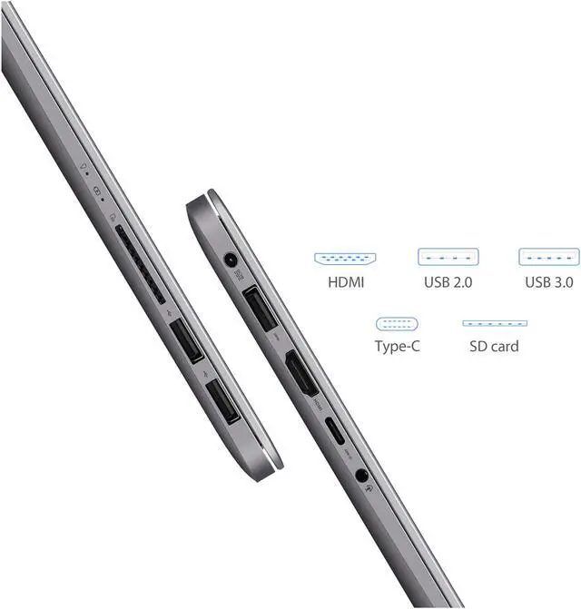 Alt view image 13 of 15 - ASUS ZenBook UX410UA-AS74 Ultra-Slim Laptop 14" FHD IPS WideView Display, Intel Core i7-8550U Up to 4.00 GHz Processor, 8 GB DDR4, 128 GB SSD + 1 TB HDD, Windows 10, Backlit Keyboard, 3.10 lbs. Quartz Grey