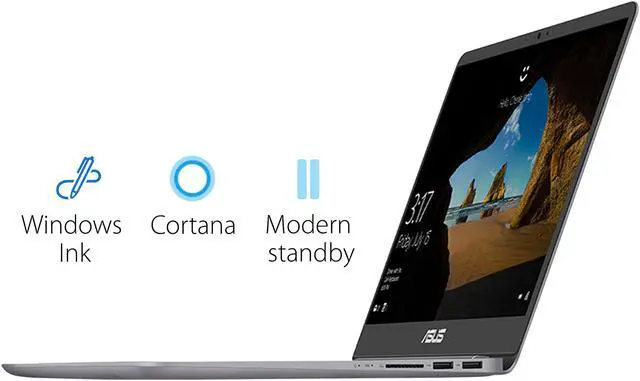 Alt view image 14 of 15 - ASUS ZenBook UX410UA-AS74 Ultra-Slim Laptop 14" FHD IPS WideView Display, Intel Core i7-8550U Up to 4.00 GHz Processor, 8 GB DDR4, 128 GB SSD + 1 TB HDD, Windows 10, Backlit Keyboard, 3.10 lbs. Quartz Grey