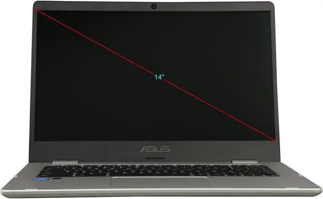 Alt view image 5 of 8 - ASUS Chromebook C423NA-DH02 14.0" HD NanoEdge Display with 180 Degree Hinge Intel Dual Core Celeron Processor, 4 GB RAM, 32 GB eMMC Storage, Silver Color