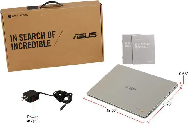 Alt view image 8 of 8 - ASUS Chromebook C423NA-DH02 14.0" HD NanoEdge Display with 180 Degree Hinge Intel Dual Core Celeron Processor, 4 GB RAM, 32 GB eMMC Storage, Silver Color