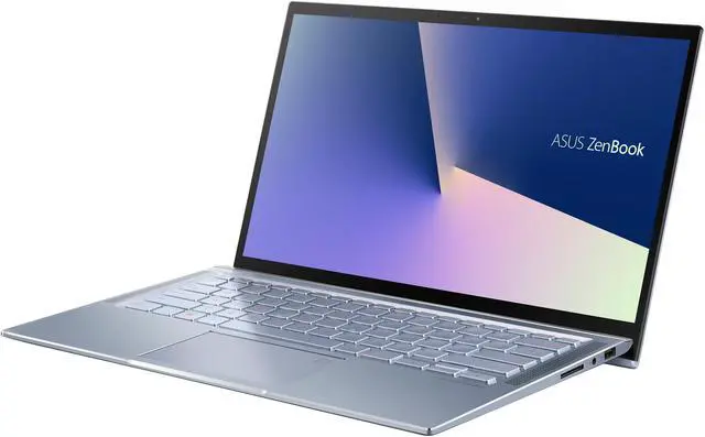 Main image of ASUS ZenBook 14, Intel Core Whiskey Lake i7-8565U, 8 GB RAM, 512 GB NVMe PCIe SSD, Wi-Fi 5, Windows 10, Silver Blue, Ultra Thin and Light Laptop, 4-Way NanoEdge 14" FHD UX431FA-ES74