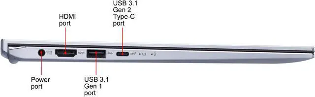 Alt view image 13 of 19 - ASUS ZenBook 14, Intel Core Whiskey Lake i7-8565U, 8 GB RAM, 512 GB NVMe PCIe SSD, Wi-Fi 5, Windows 10, Silver Blue, Ultra Thin and Light Laptop, 4-Way NanoEdge 14" FHD UX431FA-ES74