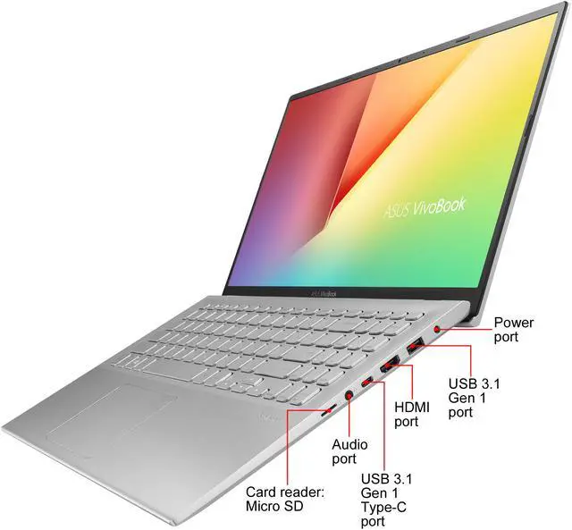 Alt view image 7 of 7 - ASUS VivoBook S15 S512 Thin and Light 15.6" FHD, Intel Core i7-8565U CPU, 8 GB DDR4 RAM, 1 TB (5400 RPM) + 256 GB PCIe Gen3x2 SSD, Windows 10 Home, S512FA-DB71, Silver Metal