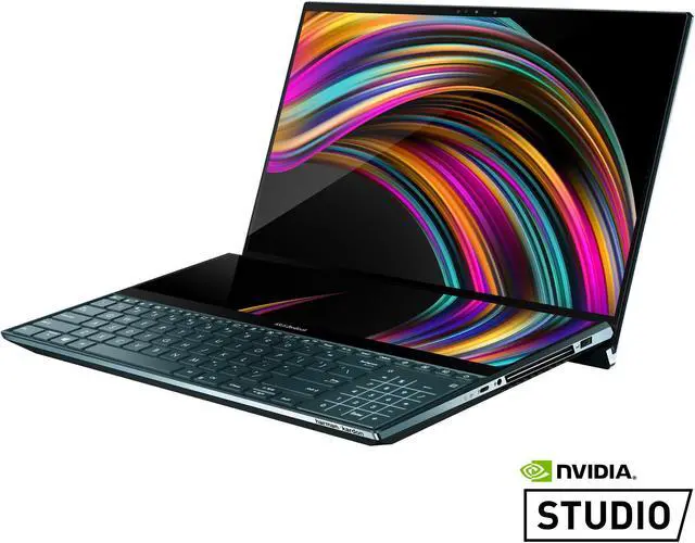 Alt view image 2 of 19 - ASUS ZenBook Pro Duo UX581 15.6" 4K UHD NanoEdge Bezel Touch, Intel Core i9-9980HK, 32 GB RAM, 1 TB PCIe SSD, GeForce RTX 2060, Innovative ScreenPad Plus, Windows 10 Pro - UX581GV-XB94T, Celestial Blue