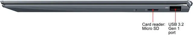 Alt view image 11 of 19 - ASUS ZenBook 14 Ultra-Slim Laptop 14" Full HD NanoEdge Bezel, Intel Core i7-1065G7, 8 GB RAM, 512 GB PCIe SSD, NumberPad, Thunderbolt 3, Windows 10 Home, Pine Grey, UX425JA-EB71