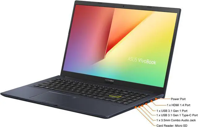 Alt view image 5 of 9 - ASUS VivoBook 15 F513 Thin and Light Laptop, 15.6" FHD Display, AMD Ryzen 5 4500U CPU, 8GB DDR4 RAM, 128GB PCIe SSD, 1TB HDD, Windows 10 Home, Bespoke Black, F513IA-EB55