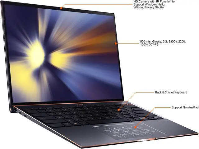 Alt view image 6 of 11 - ASUS ZenBook S Ultra Slim Laptop, 13.9" 3300x2200 3:2 500nits Touch Display, Intel Evo Platform Core i7-1165G7 CPU, 16GB RAM, 1TB SSD, Thunderbolt 4, TPM, Windows 10 Pro, Jade Black, UX393EA-XB77T