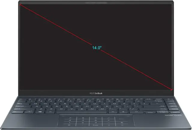 Alt view image 4 of 8 - ASUS ZenBook 14 Ultra-Slim Laptop 14" Full HD NanoEdge Bezel Display, Intel Core i7-1165G7, 8 GB RAM, 512 GB PCIe SSD, NumberPad, Thunderbolt 4, Windows 10 Home, Pine Grey, UX425EA-EH71