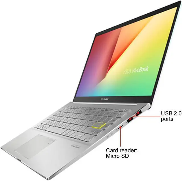 Alt view image 7 of 10 - ASUS VivoBook S14 S433 Thin and Light Laptop, 14" FHD Display, Intel Core i5-1135G7 CPU, 8 GB DDR4 RAM, 512 GB PCIe SSD, Thunderbolt 3, Wi-Fi 6, Windows 10 Home, Dreamy White, S433EA-DH51-WH