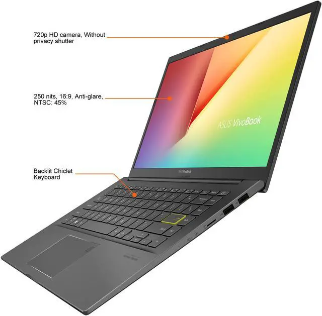 Alt view image 8 of 12 - ASUS VivoBook 14 K413 Thin and Light Laptop, 14" FHD, Intel i5-1135G7 CPU, NVIDIA GeForce MX350, 8 GB DDR4 RAM, 512 GB PCIe SSD, Windows 10 Home, K413EQ-PH55, Indie Black