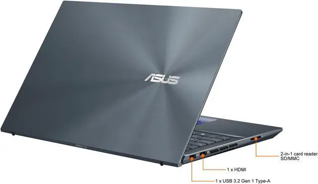 Alt view image 9 of 12 - ASUS ZenBook 15 Ultra-Slim Laptop 15.6" FHD NanoEdge Bezel Touch Display, Intel Core i7-10750H, GeForce GTX 1650 Ti, 16GB RAM, 1TB PCIe SSD, Innovative ScreenPad 2.0, Thunderbolt 3, Windows 10 Pro, Pine Grey, UX535LI-XH77T