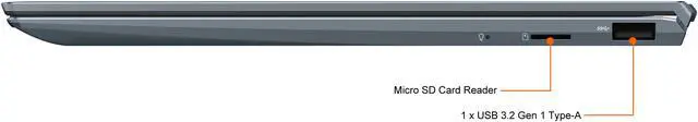 Alt view image 12 of 19 - ASUS ZenBook 13 Ultra-Slim Laptop, 13.3" OLED FHD NanoEdge Bezel Display, AMD Ryzen 5 5500U, 8 GB LPDDR4X RAM, 512 GB PCIe SSD, NumberPad, Wi-Fi 5, Windows 10 Home, Pine Grey, UM325UA-DS51