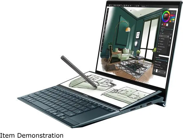 Alt view image 10 of 11 - ASUS ZenBook Duo 14 UX482 14" FHD NanoEdge Touch Display, Intel Evo, Intel Core i7-1165G7 CPU, 8GB RAM, 512GB PCIe SSD, Innovative ScreenPad Plus, Windows 10 Home, Celestial Blue, UX482EA-DS71T