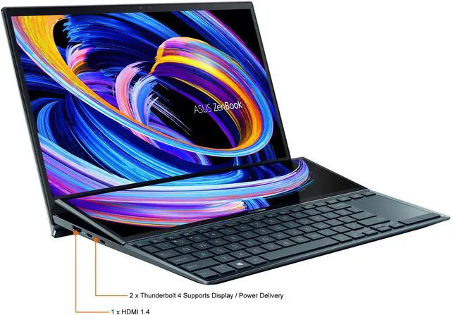 Alt view image 7 of 12 - ASUS ZenBook Duo 14 UX482 14" FHD NanoEdge Touch Display, Core i7-1165G7, GeForce MX450, 16GB RAM, 1TB SSD, Innovative ScreenPad Plus, Windows 10 Pro, Celestial Blue, UX482EG-XS74T