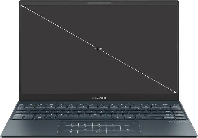 Alt view image 3 of 11 - ASUS ZenBook 13 Ultra-Slim Laptop, 13.3" OLED FHD NanoEdge, Intel Core i5-1135G7, 8GB RAM, 256GB SSD, NumberPad, Thunderbolt 4, Wi-Fi 6, Windows 10, AI Noise-Cancellation, Pine Grey, UX325EA-DS51