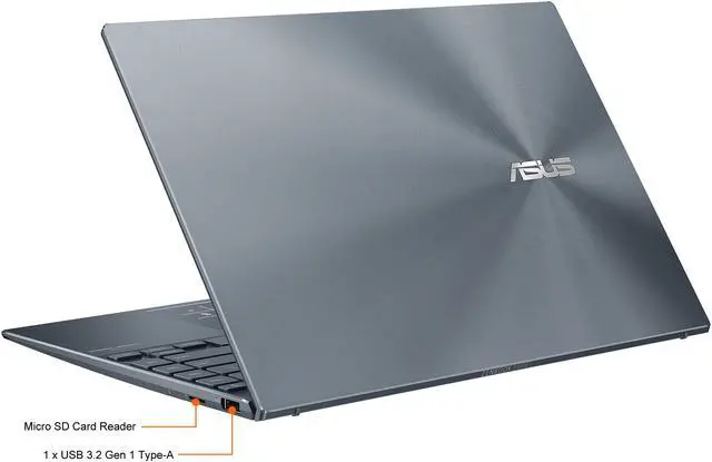 Alt view image 11 of 11 - ASUS ZenBook 13 Ultra-Slim Laptop, 13.3" OLED FHD NanoEdge, Intel Core i5-1135G7, 8GB RAM, 256GB SSD, NumberPad, Thunderbolt 4, Wi-Fi 6, Windows 10, AI Noise-Cancellation, Pine Grey, UX325EA-DS51