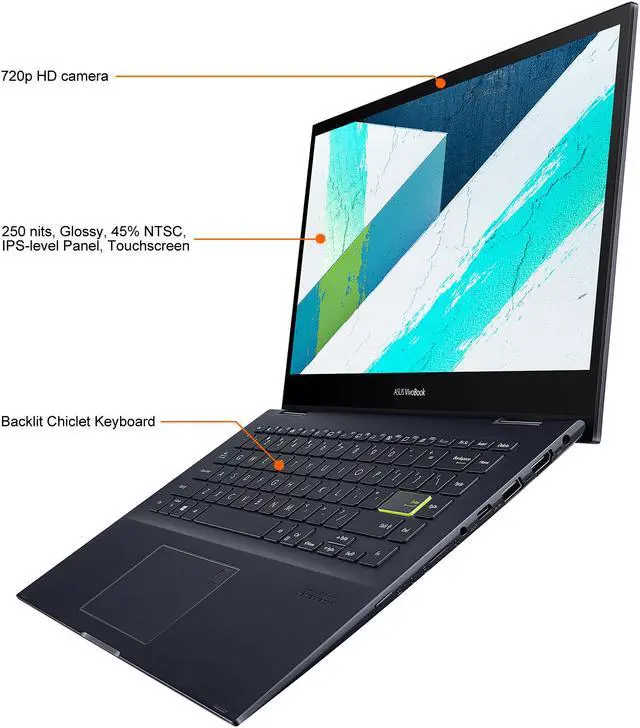 Alt view image 6 of 11 - ASUS VivoBook Flip 14 AMD Ryzen 7 5700U 8GB Memory 512 GB PCIe SSD AMD Radeon Graphics 14.0" Touch Screen 1920 x 1080 Convertible 2-in-1 Laptop Windows 10 Home 64-bit TM420UA-DS71T