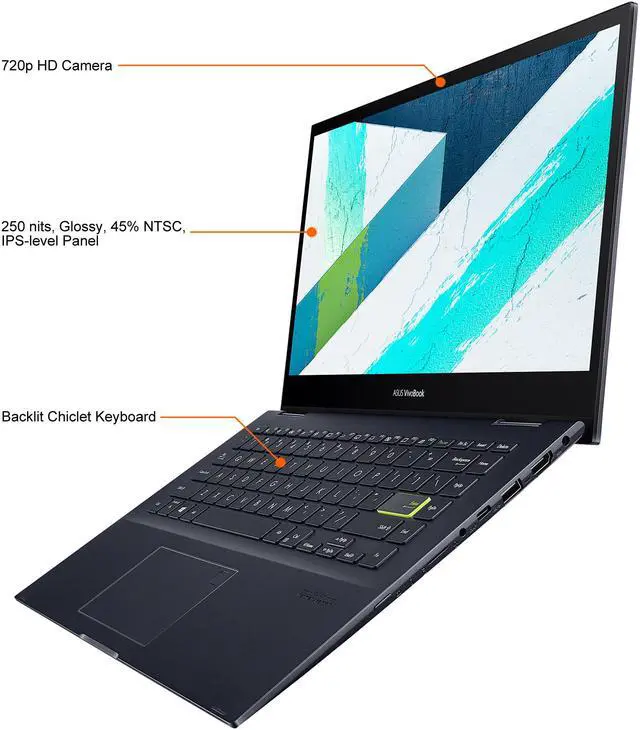 Alt view image 6 of 11 - ASUS VivoBook Flip 14 AMD Ryzen 5 5500U 8GB Memory 512 GB PCIe SSD AMD Radeon Graphics 14.0" Touch Screen 1920 x 1080 Convertible 2-in-1 Laptop Windows 10 Home 64-bit TM420UA-DS52T