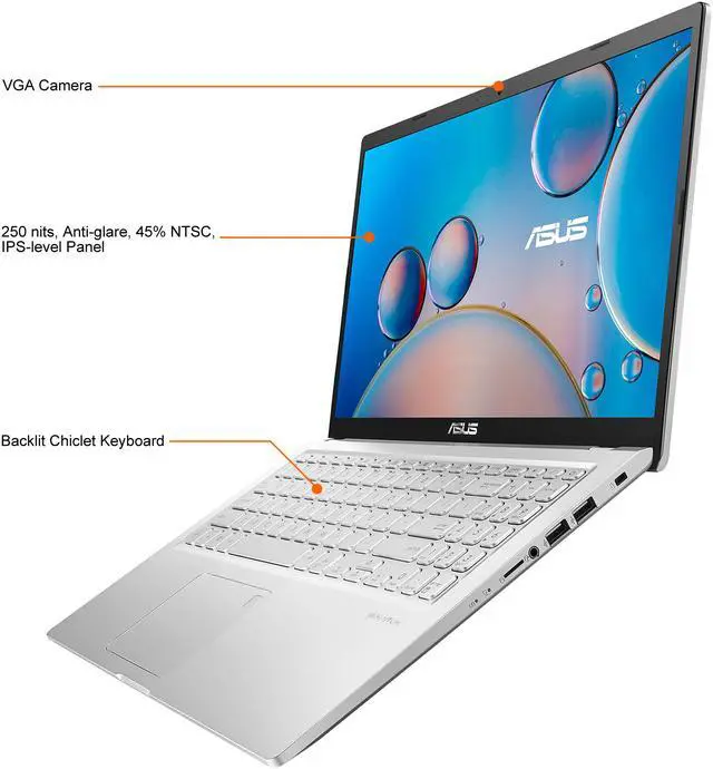 Alt view image 4 of 10 - ASUS VivoBook 15 M515 Thin and Light Laptop, 15.6" IPS FHD Display, AMD Ryzen 5 5500U, 16GB DDR4 RAM, 512GB PCIe SSD, Fingerprint Reader, Windows 10 Home, Silver, M515UA-ES56-SL, Only at Newegg