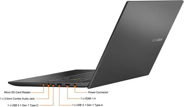 Alt view image 6 of 10 - ASUS VivoBook 15 S513 Thin and Light Laptop, 15.6" FHD Display, AMD Ryzen 7 5700U Processor, Radeon Graphics, 16GB DDR4 RAM, 1TB PCIe SSD, Fingerprint, Windows 10 Home, Indie Black, S513UA-NS77