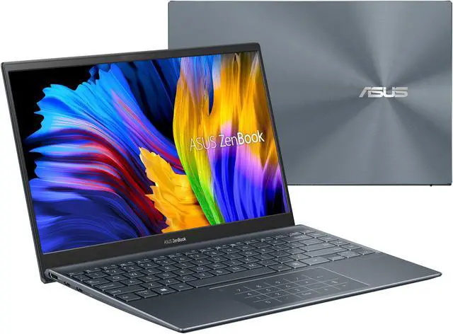 Alt view image 17 of 17 - ASUS ZenBook 14 Ultra-Slim Laptop 14" Full HD NanoEdge Bezel Display, AMD Ryzen 5 5500U CPU, Radeon Graphics, 8GB RAM, 512GB PCIe SSD, NumberPad, Windows 10 Home, Pine Grey, UM425UA-ES51