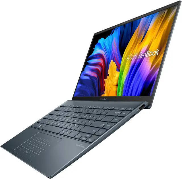 Alt view image 5 of 17 - ASUS ZenBook 14 Ultra-Slim Laptop 14" Full HD NanoEdge Bezel Display, AMD Ryzen 5 5500U CPU, Radeon Graphics, 8GB RAM, 512GB PCIe SSD, NumberPad, Windows 10 Home, Pine Grey, UM425UA-ES51