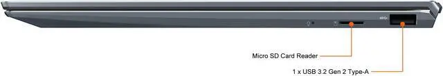 Alt view image 10 of 17 - ASUS ZenBook 14 Ultra-Slim Laptop 14" Full HD NanoEdge Bezel Display, AMD Ryzen 5 5500U CPU, Radeon Graphics, 8GB RAM, 512GB PCIe SSD, NumberPad, Windows 10 Home, Pine Grey, UM425UA-ES51