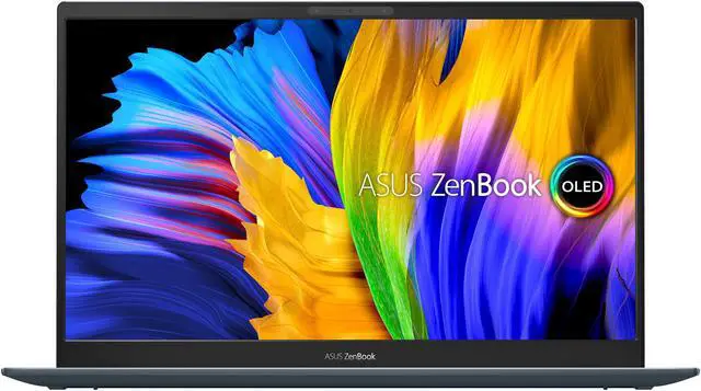 Alt view image 6 of 20 - ASUS ZenBook 13 Ultra-Slim Laptop, 13.3" OLED FHD NanoEdge Bezel Display, AMD Ryzen 7 5700U, 8GB LPDDR4X RAM, 512GB PCIe SSD, NumberPad, Wi-Fi 5, Windows 10 Home, Pine Grey, UM325UA-DS71