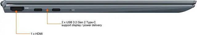 Alt view image 10 of 20 - ASUS ZenBook 13 Ultra-Slim Laptop, 13.3" OLED FHD NanoEdge Bezel Display, AMD Ryzen 7 5700U, 8GB LPDDR4X RAM, 512GB PCIe SSD, NumberPad, Wi-Fi 5, Windows 10 Home, Pine Grey, UM325UA-DS71