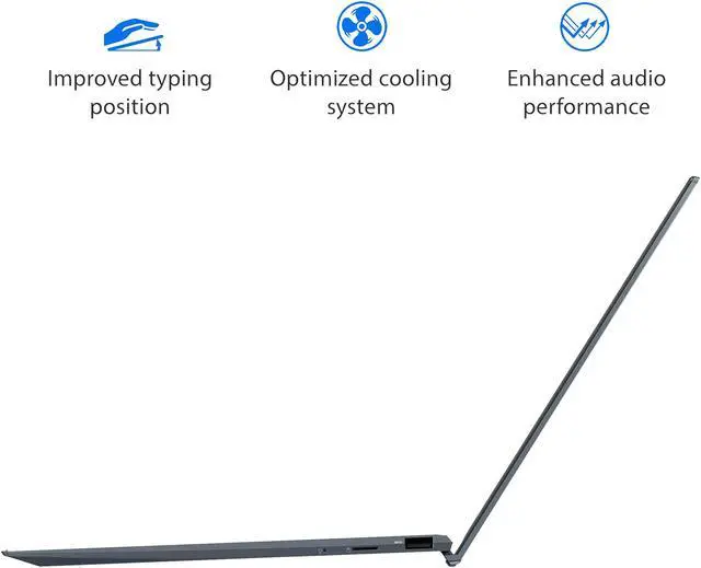 Alt view image 5 of 9 - ASUS ZenBook 14 Ultra-Slim Laptop 14" Full HD NanoEdge Display, Intel Core i5-1135G7, 8GB RAM, 512GB PCIe SSD, NumberPad, Thunderbolt 4, Windows 10 Home, AI Noise-cancellation, Pine Grey, UX425EA-EH51