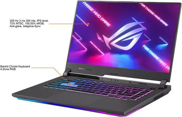 Alt view image 4 of 17 - ASUS ROG Strix G15 (2021) Gaming Laptop, 15.6" 300Hz IPS Type FHD Display, NVIDIA GeForce RTX 3050 Ti, AMD Ryzen 7 5800H, 16GB DDR4, 1TB PCIe NVMe SSD, RGB Keyboard, Windows 10, G513QE-ES76