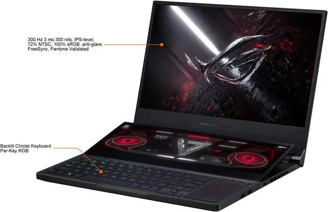 Alt view image 4 of 18 - ASUS ROG Zephyrus Duo SE 15 - 15.6" 300 Hz IPS - AMD Ryzen 9 5980HX - NVIDIA GeForce RTX 3060 - 16 GB DDR4 - 1 TB SSD - Win 10 - Per-Key RGB Keyboard - Gaming Laptop (GX551QM-ES96)