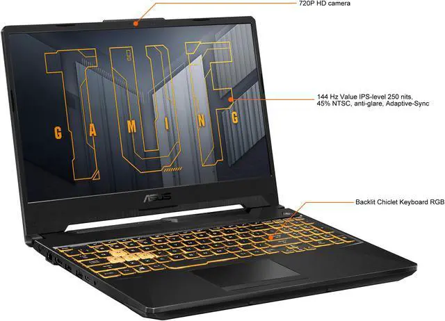 Alt view image 5 of 18 - ASUS TUF Gaming F15 - 15.6" 144 Hz IPS - Intel Core i7-11800H - GeForce RTX 3050 Ti - 16 GB DDR4 - 512 GB SSD - Win 10 - Wi-Fi 6 - Gaming Laptop (TUF506HE-DS74)