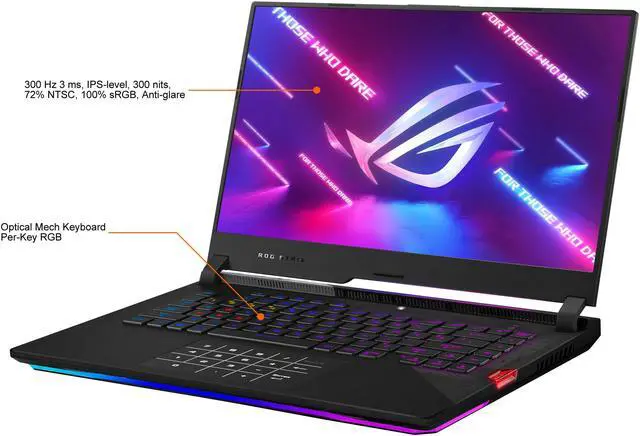 Alt view image 3 of 19 - ASUS ROG Strix Scar 15 (2021) Gaming Laptop, 15.6" 300Hz IPS Type FHD, NVIDIA GeForce RTX 3080, AMD Ryzen 9 5900HX, 16GB DDR4, 1TB NVMe SSD, Opti-Mechanical Per-Key RGB Keyboard, Windows 10 Home, G533QS-DS96