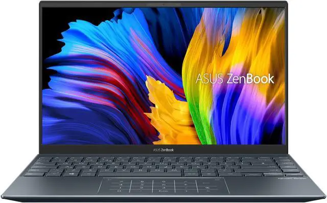 Main image of ASUS ZenBook 14 Ultra-Slim Laptop 14" Full HD NanoEdge Bezel Display, AMD Ryzen 7 5800H CPU, AMD Radeon Graphics, 16GB RAM, 1TB PCIe SSD, NumberPad, Windows 10 Pro, Pine Grey, UM425QA-ES74