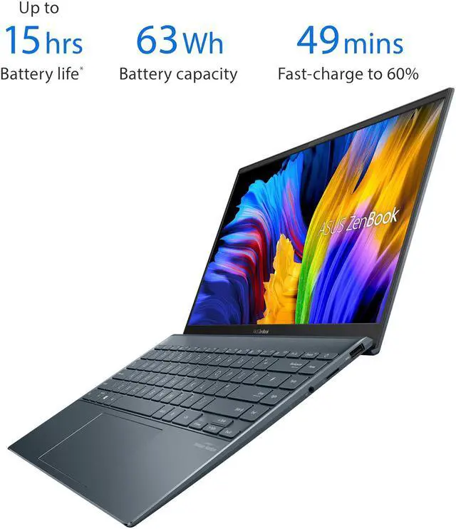 Alt view image 8 of 9 - ASUS ZenBook 14 Ultra-Slim Laptop 14" Full HD NanoEdge Bezel Display, AMD Ryzen 7 5800H CPU, AMD Radeon Graphics, 16GB RAM, 1TB PCIe SSD, NumberPad, Windows 10 Pro, Pine Grey, UM425QA-ES74