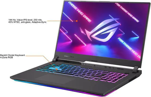 Alt view image 4 of 19 - ASUS ROG Strix G17 (2021) Gaming Laptop, 17.3" 144Hz IPS Type FHD, NVIDIA GeForce RTX 3050 Ti, AMD Ryzen 7 4800H, 16GB DDR4, 512B PCIe NVMe SSD, RGB Keyboard, Windows 10, G713IE-EB74