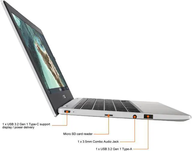Alt view image 7 of 11 - ASUS CX1100CNA-Q1-CB Chromebook Intel Celeron N3350 (1.1 GHz) 4 GB Memory 32 GB SSD 11.6" Chrome OS