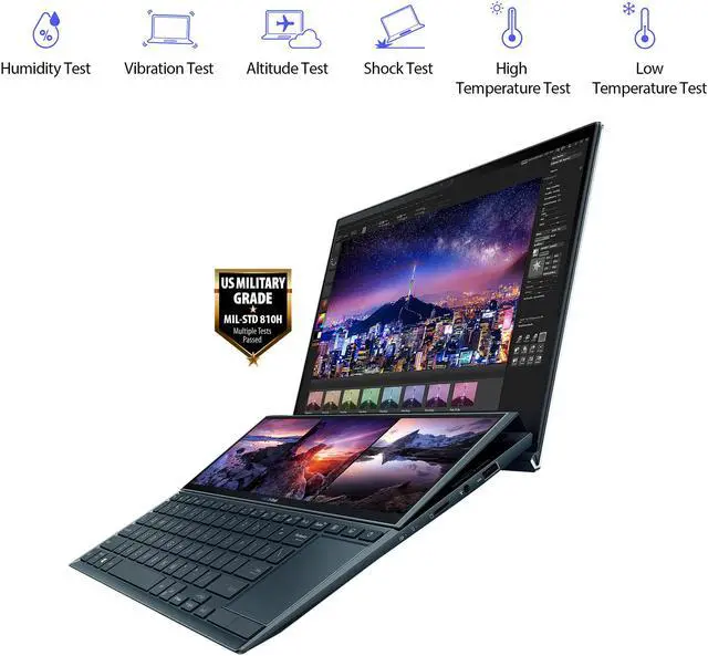 Alt view image 8 of 12 - ASUS ZenBook Duo 14 UX482 14" FHD NanoEdge Touch Display, Intel Evo Platform, Core i7-1195G7, 8GB RAM, 512GB PCIe SSD, Innovative ScreenPad Plus, Windows 10 Home, Celestial Blue, UX482EAR-DB71T - OEM