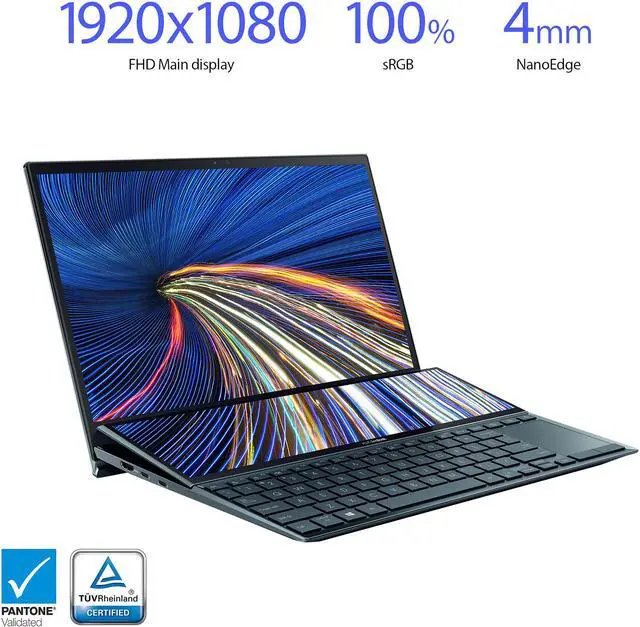 Alt view image 9 of 12 - ASUS ZenBook Duo 14 UX482 14" FHD NanoEdge Touch Display, Intel Evo Platform, Core i7-1195G7, 8GB RAM, 512GB PCIe SSD, Innovative ScreenPad Plus, Windows 10 Home, Celestial Blue, UX482EAR-DB71T - OEM