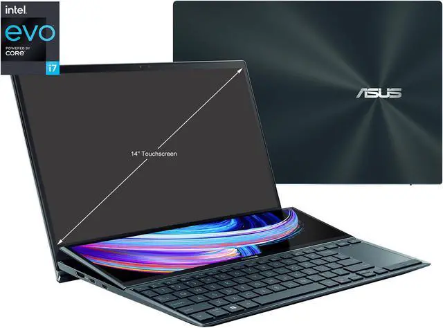 Alt view image 3 of 12 - ASUS ZenBook Duo 14 UX482 14" FHD NanoEdge Touch Display, Intel Evo Platform, Core i7-1195G7, 8GB RAM, 512GB PCIe SSD, Innovative ScreenPad Plus, Windows 10 Home, Celestial Blue, UX482EAR-DB71T - OEM