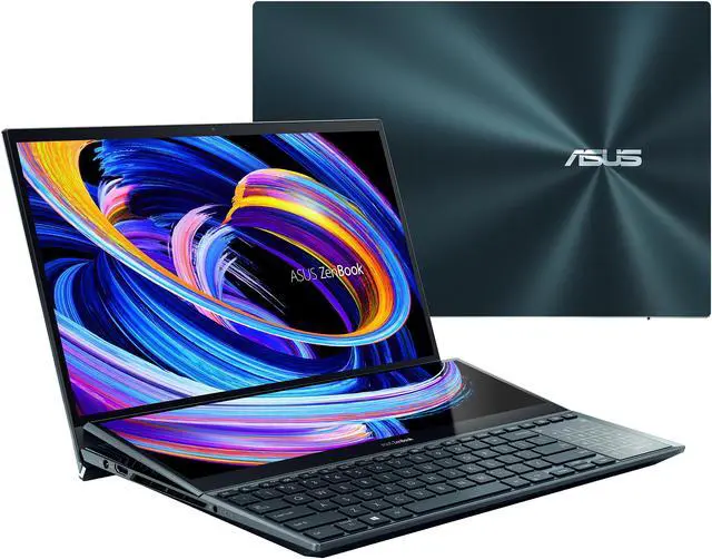 Main image of ASUS ZenBook Pro Duo 15 OLED UX582 Laptop, 15.6" OLED 4K UHD Touch Display, Intel Core i9-11900H, 32GB, 1TB, GeForce RTX 3080 Laptop GPU, ScreenPad Plus, Windows 11 Pro, Celestial Blue, UX582HS-XH99T