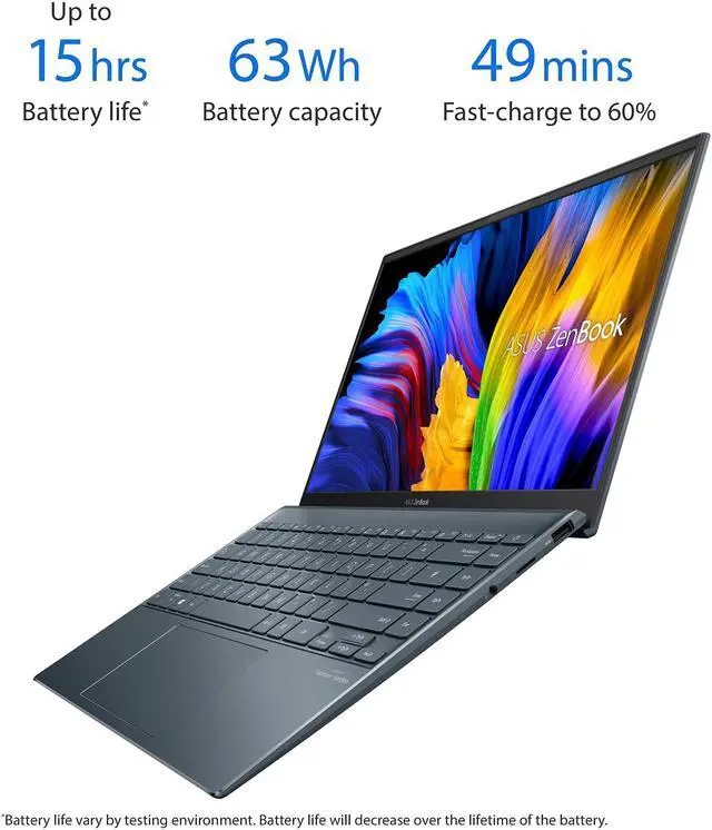 Alt view image 5 of 8 - ASUS ZenBook 14 Ultra-Slim Laptop 14" FHD Display, AMD Ryzen 9 5900HX CPU, AMD Radeon Graphics, 16GB RAM, 1TB PCIe SSD, NumberPad, Windows 11 Pro, Pine Grey, UM425QA-XH99